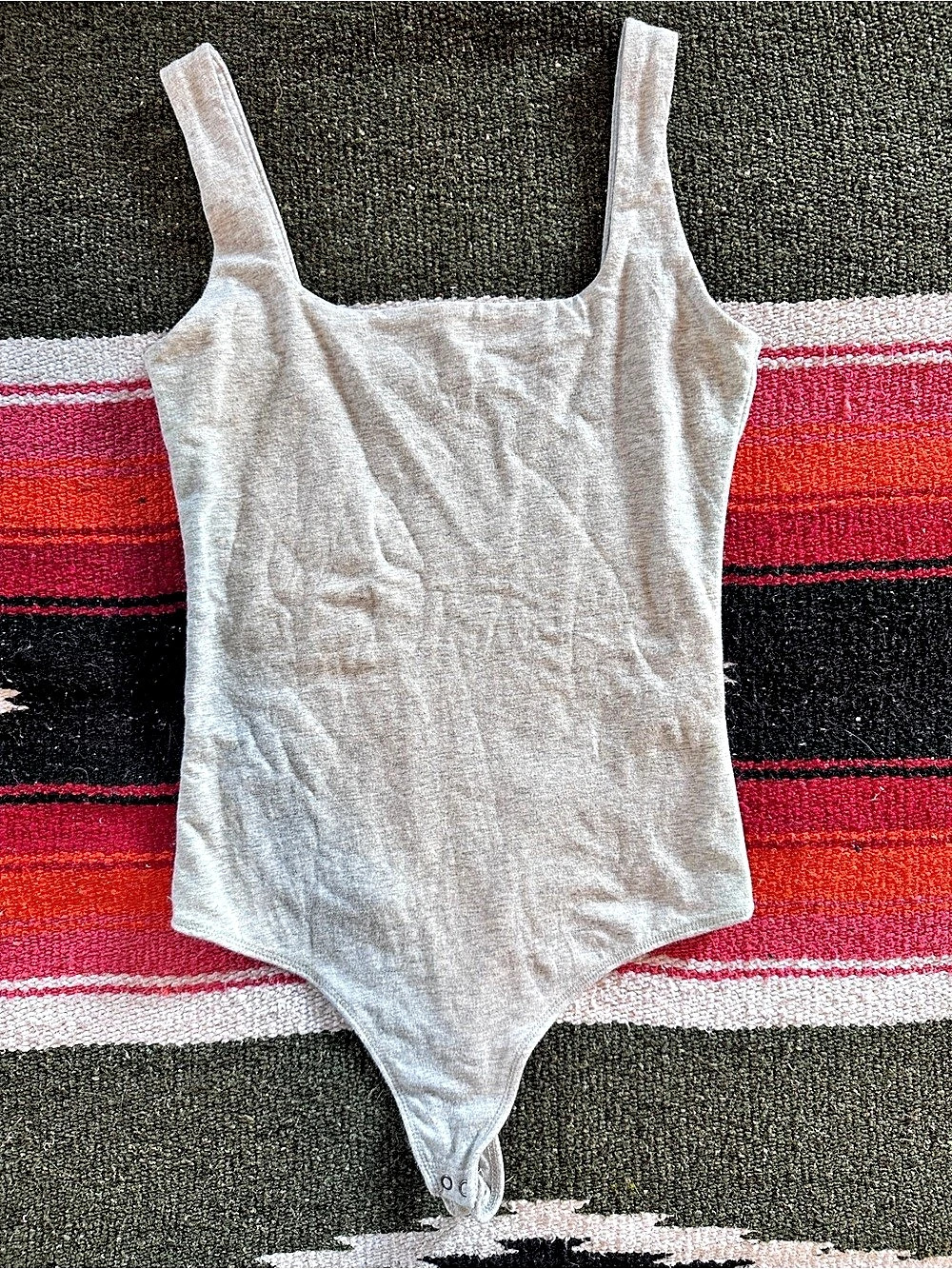 Abercrombie & Fitch Soft A&F Collection Square Neck Cotton Bodysuit Gray Small